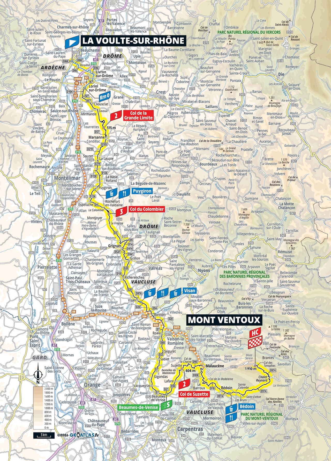Stage 7 map, Tour de France Femmes 2026