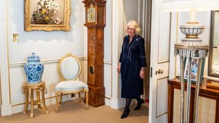 Queen Camilla arrives for a reception to present the inaugural Queen's Award for Osteoporosis, at Clarence House in London on October 3, 2024