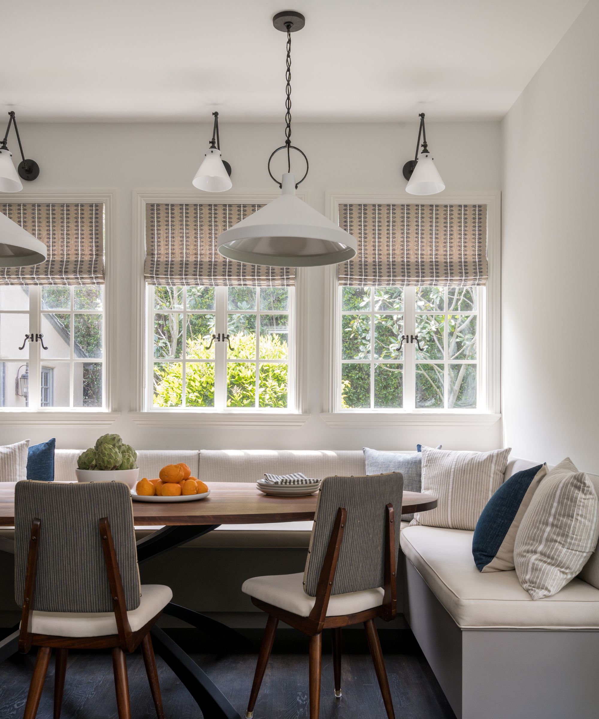 A brightly lit kitchen dining nook