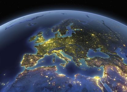A digitized view of Europe from space with night lights