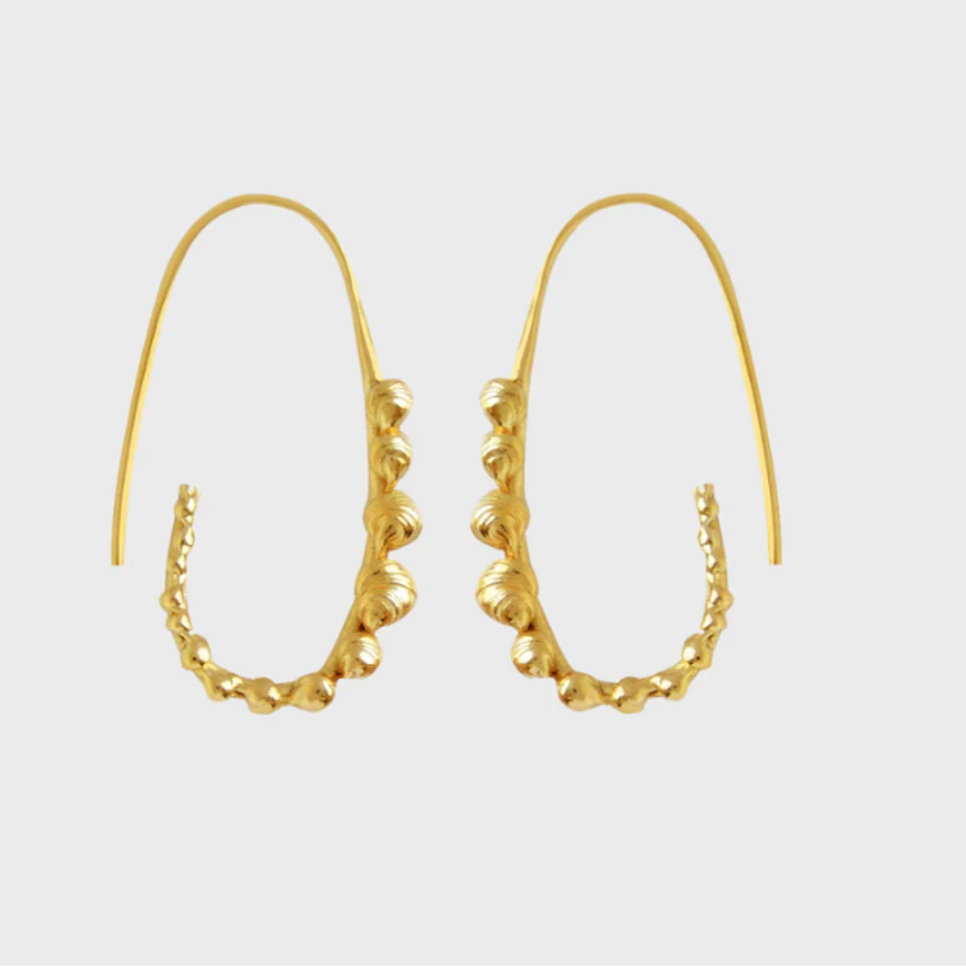 ethical jewellery: gold bubble hoops with a looped design
