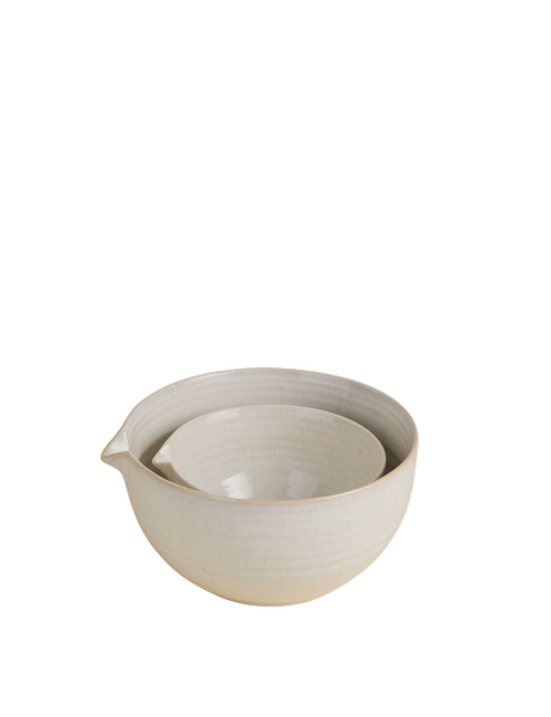 Set of 2 Ceramic Ribbed Nesting Mixing Bowls