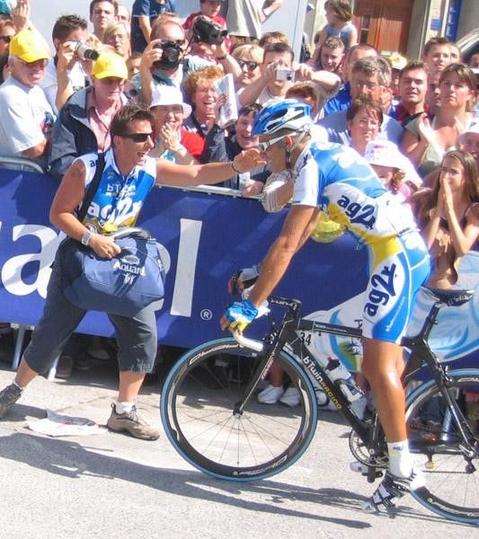 Calzati right after his win in stage 8 of the Tour de France.