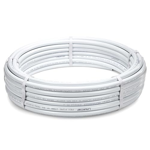 Lavatap 15mm Pex Barrier 25m Coil Plastic Pipe Push Fit Plumbing Roll - 25 Metres Wras Approved Alternative to Copper Pipe, White