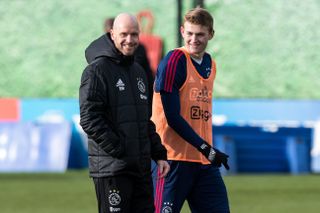 Matthijs de Ligt and Erik ten Hag at Ajax in 2018.