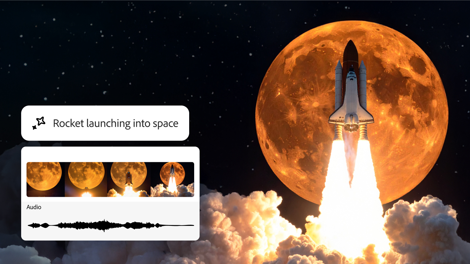 An illustration demonstrating the new Adobe Firefly video and audio tools