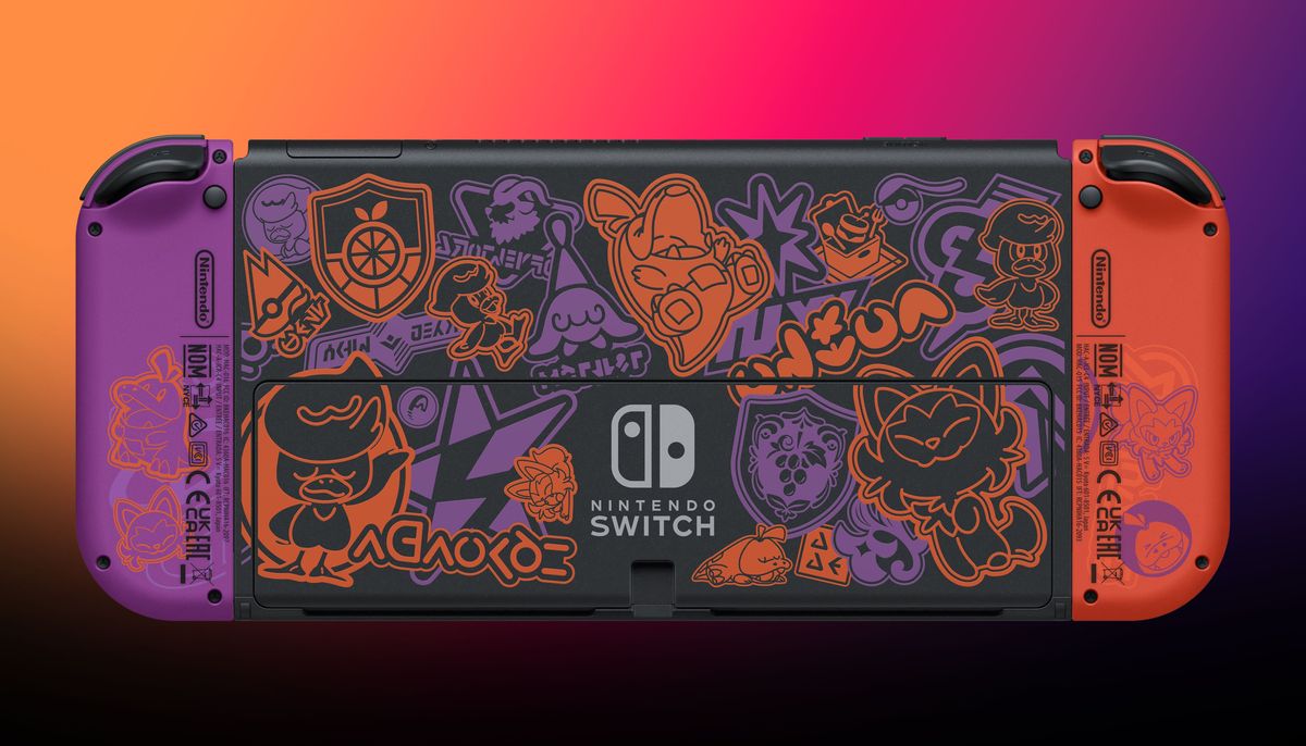 Pok&eacute;mon Scarlet and Violet Nintendo Switch OLED model backside console