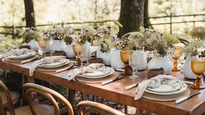 garden party ideas rustic table setting with flowers