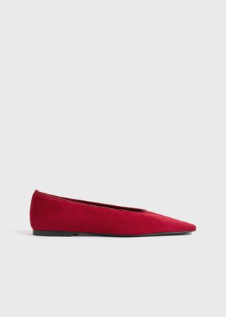 Minimalist Suede Ballerinas Scarlet