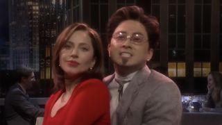 Lady Gaga and Bowen Yang singing together on SNL