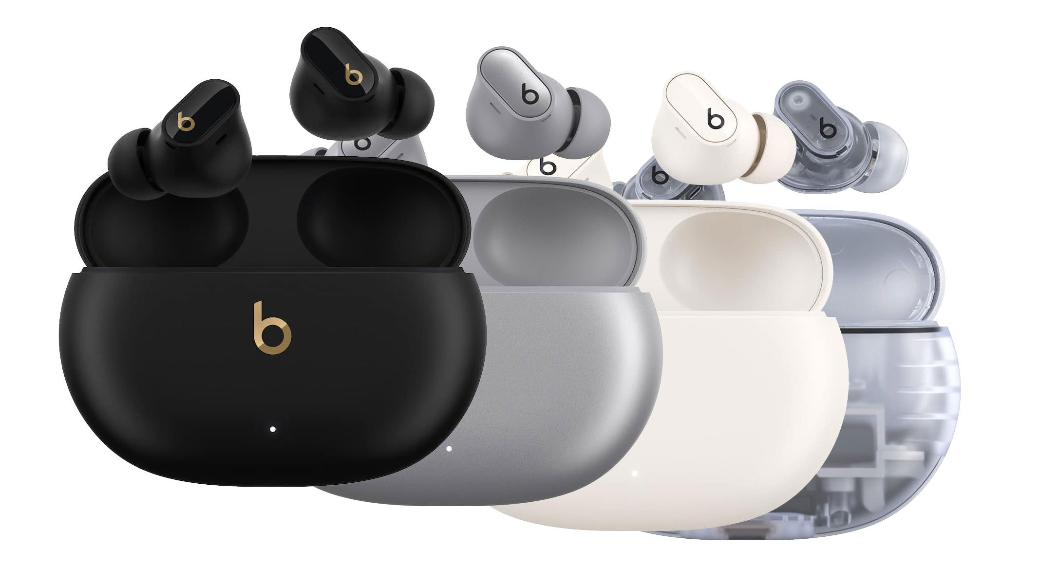 Beats studio earbuds in four colors on a white background