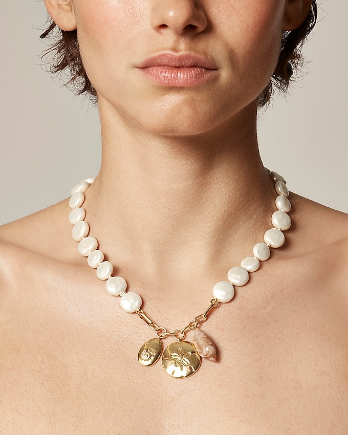 Nautical Pearl Charm Necklace