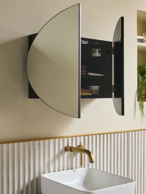 Black Double Pebble Bathroom Wall Mirror Cabinet