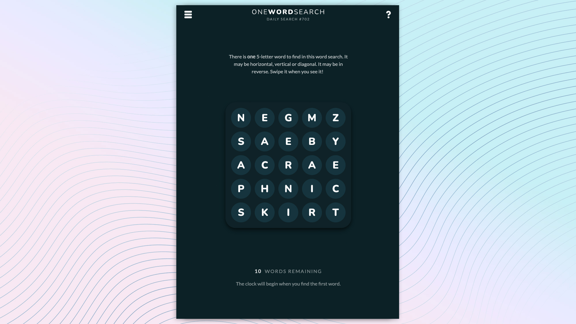 A screenshot of Waffle, Stackdown and One Word Search