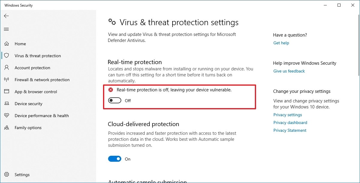 Disable Defender Antivirus troubleshoot network