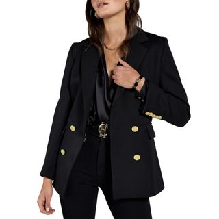 Holland Cooper Double Breasted Blazer Black Twill