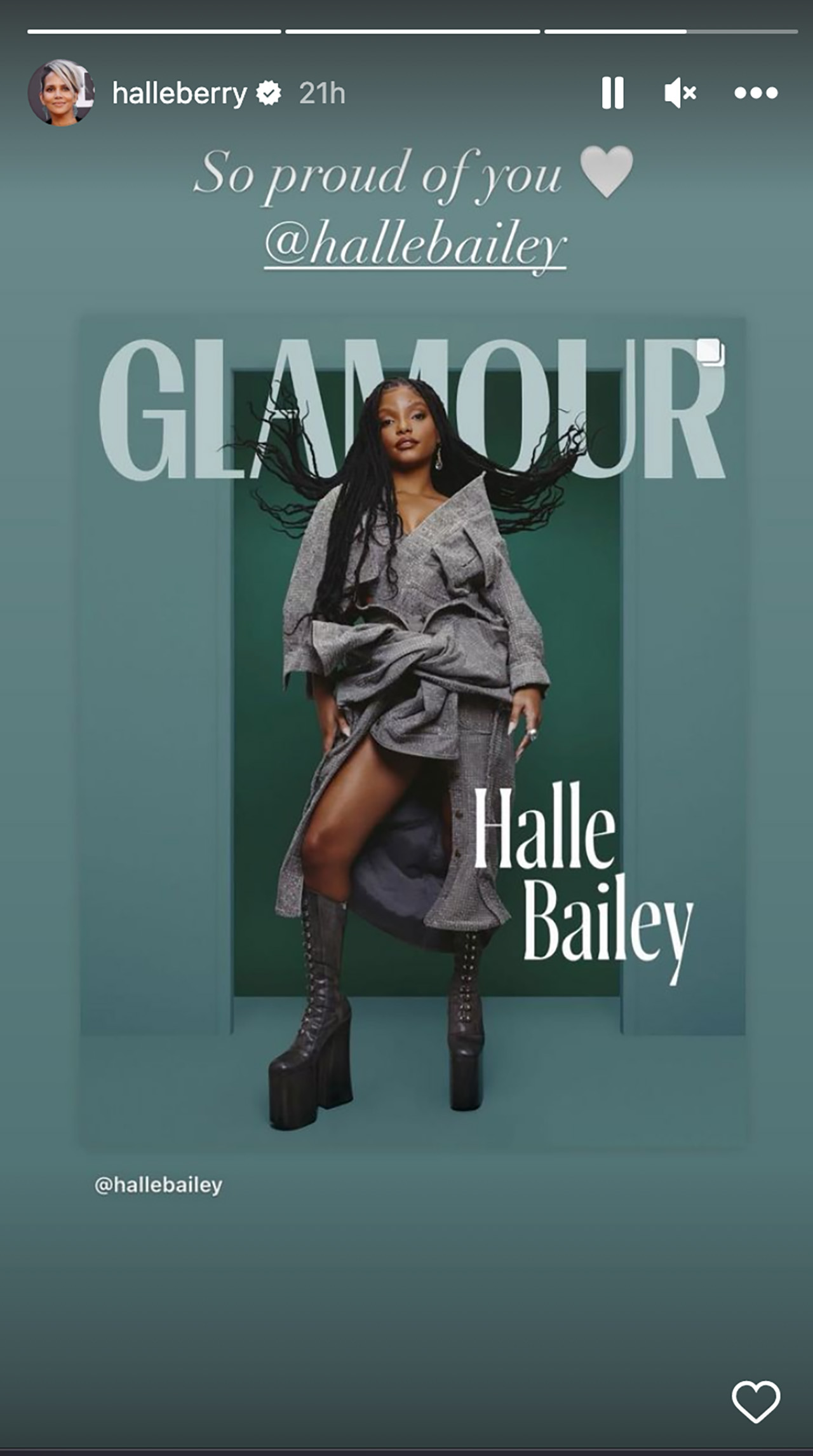 Hally Berry reacting to Halle Bailey Glamour cover