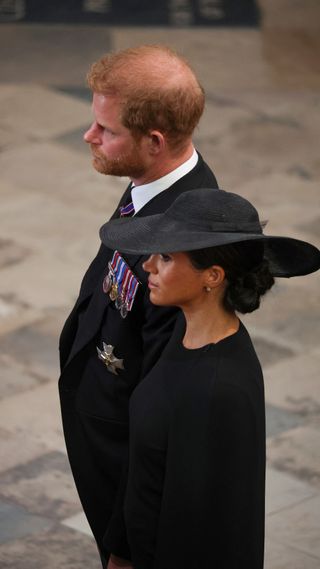 Prince Harry and Meghan Markle at Queen Elizabeth II's funeral
