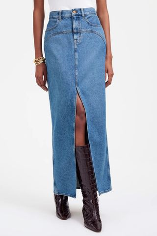 Madewell Denim Western Maxi Skirt in Emario Wash