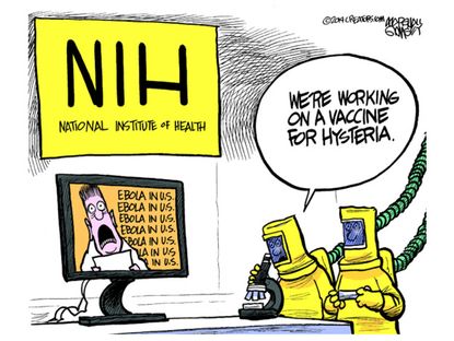 Editorial cartoon NIH hysteria vaccine