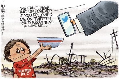 Political cartoon U.S. Puerto Rico Hurricane Maria Trump tweets