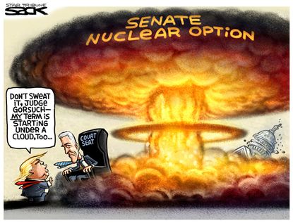 Political Cartoon U.S. Trump Gorsuch SCOTUS Senate Nuclear option