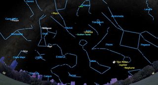 An image of the night sky on Nov. 5 showing the constellation Taurus, from which the Southern Taurids will originate.