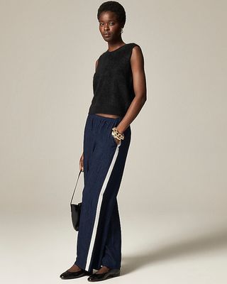 Stratus Side-Stripe Pant in Textured Satin