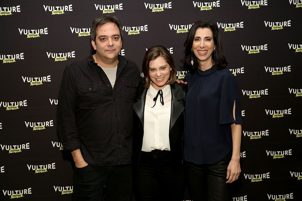 Adam Schlesinger with Rachel Bloom and Aline Brosh McKenna.