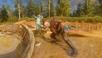 Geralt fights drowners.