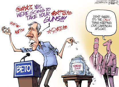Political Cartoon U.S. Beto Swear Jar