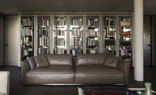 Milanese penthouse apartment bookcase