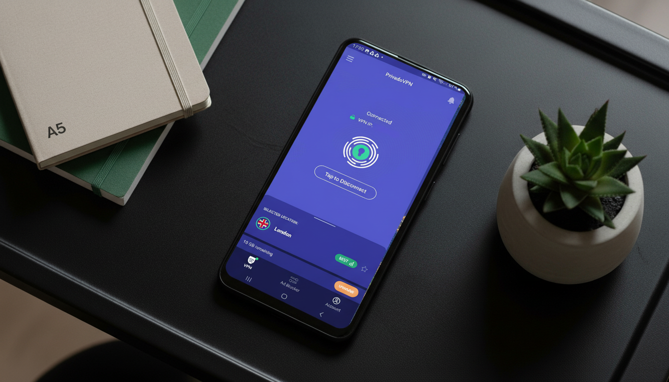 PrivadoVPN Free home page on Android