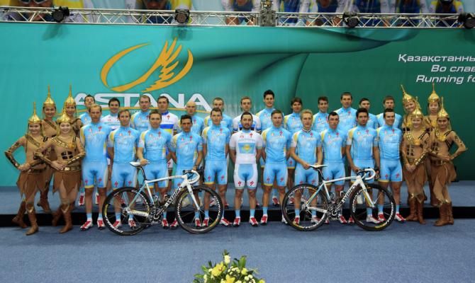 The Astana team in kit and their bikes for the 2013 season