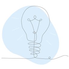 illustration of lightbulb on blue background