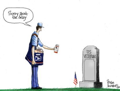 Editorial Cartoon U.S. veteran prescription drugs USPS delay