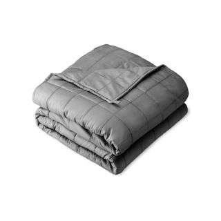 A large gray weighted blanket