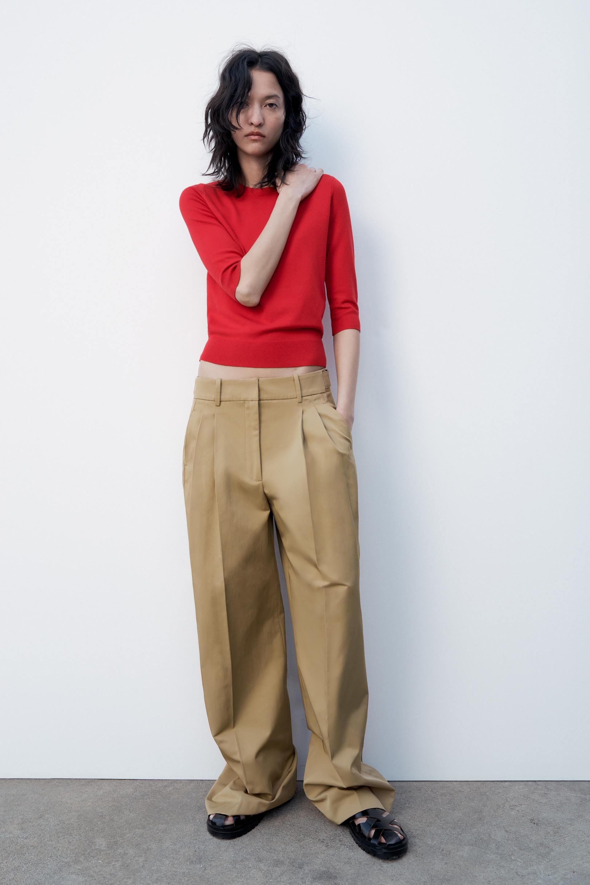 Knit Sweater With Below-The-Elbow-Length Sleeves