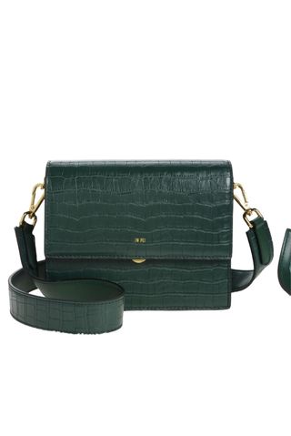 Mini Flap Croc Embossed Faux Leather Crossbody Bag