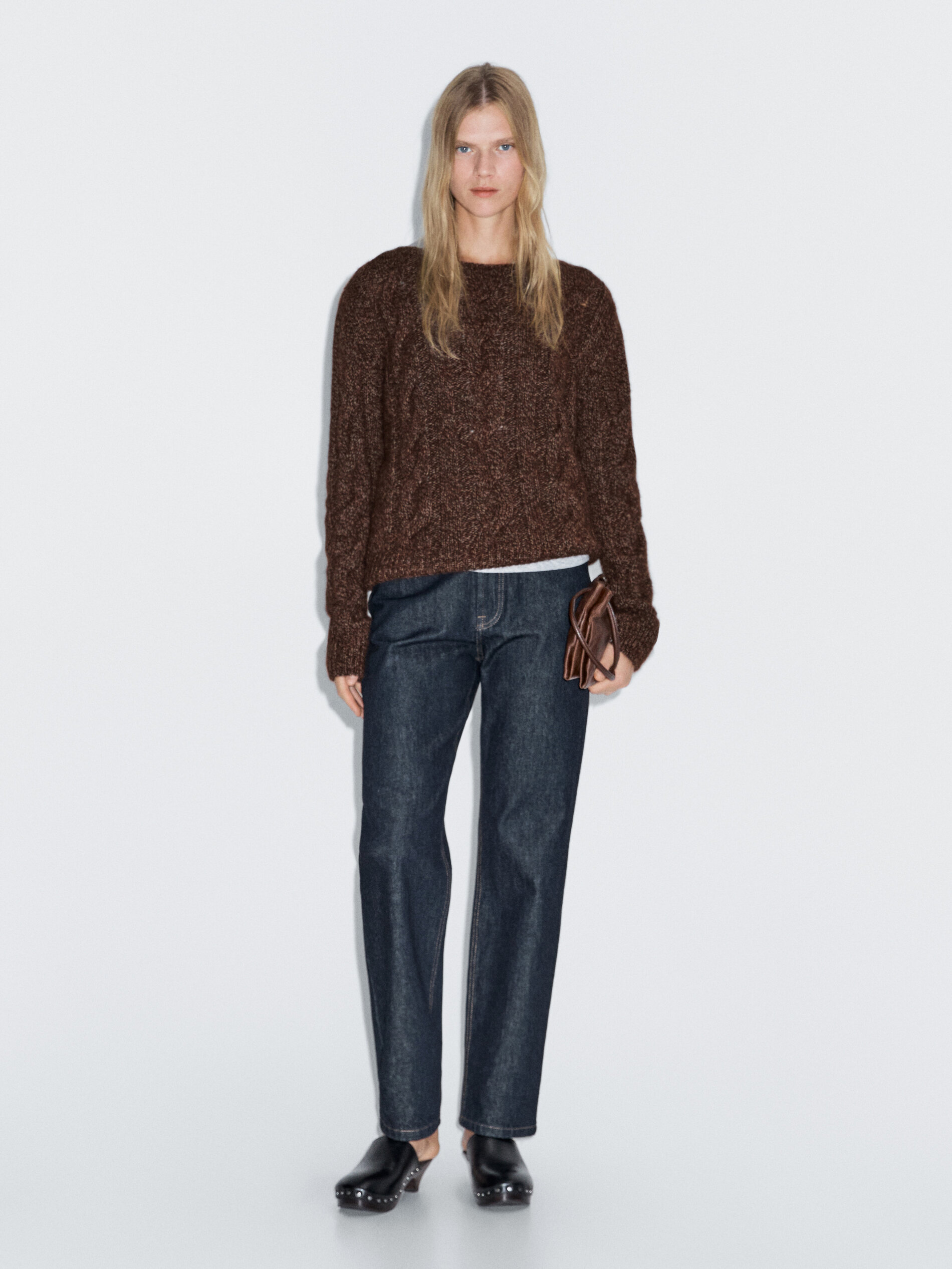 Cable-Knit Sweater With Boat Neck