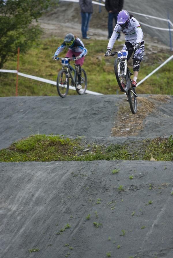 Anneke Beerten catches air in the women's race