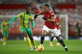 Anthony Martial, right, was denied on two occasions by Sam Johnstone