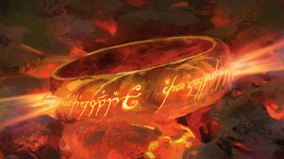 Writing shines on the surface of The One Ring as it heats up