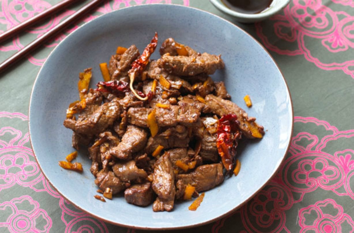 Ken Hom&#039;s beef and orange stir fry