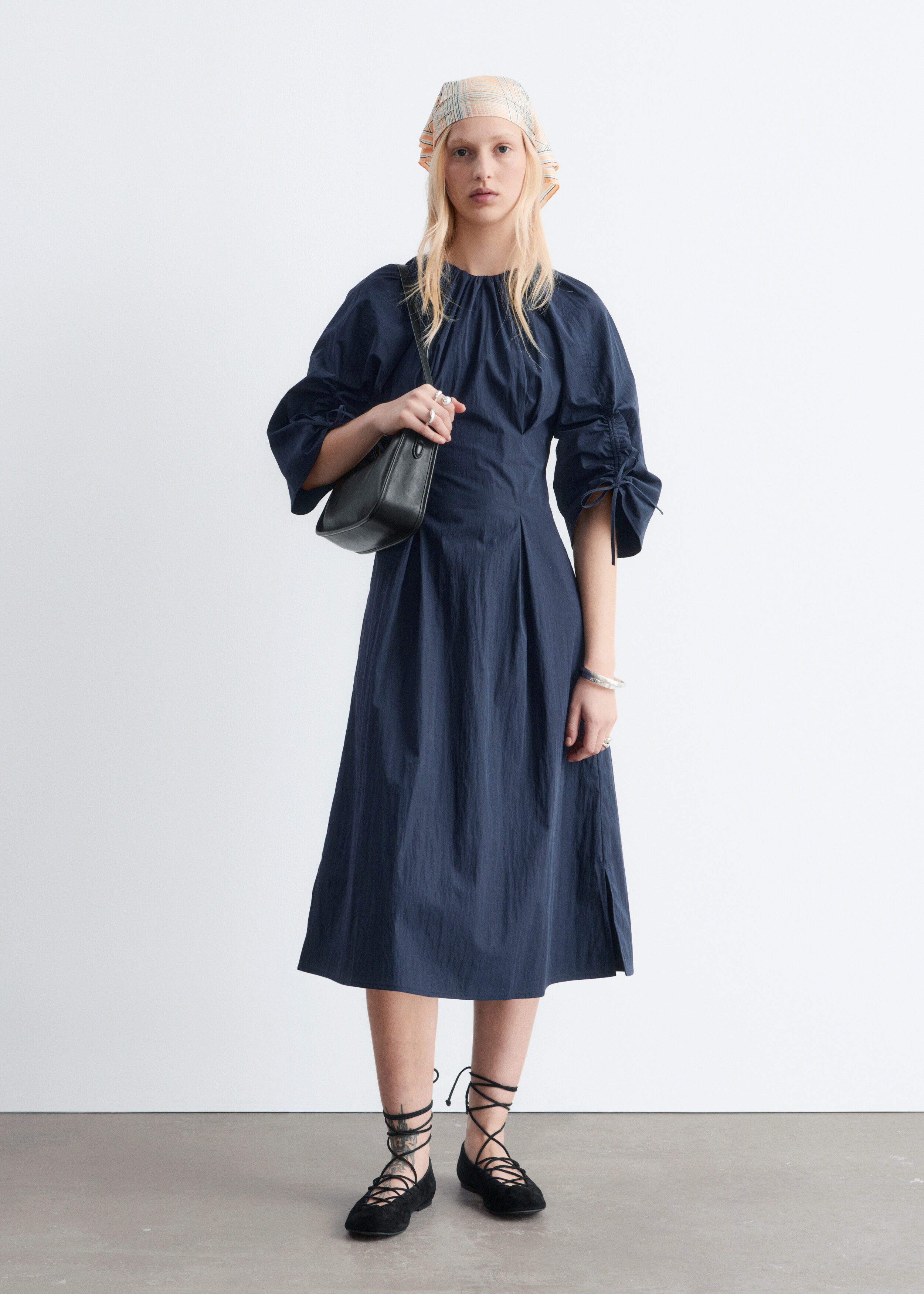 Sculptural Drawstring Midi Dress
