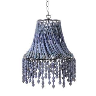 blue beaded debenhams chandeliers with white background