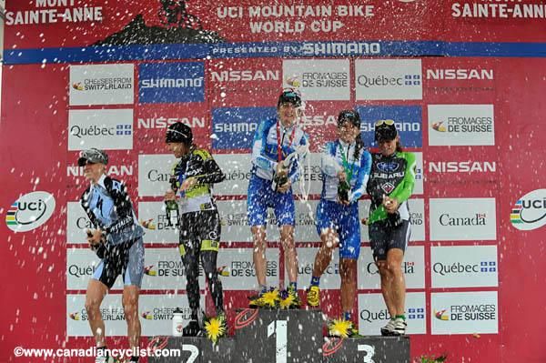 Podium celebrations with the top five riders.