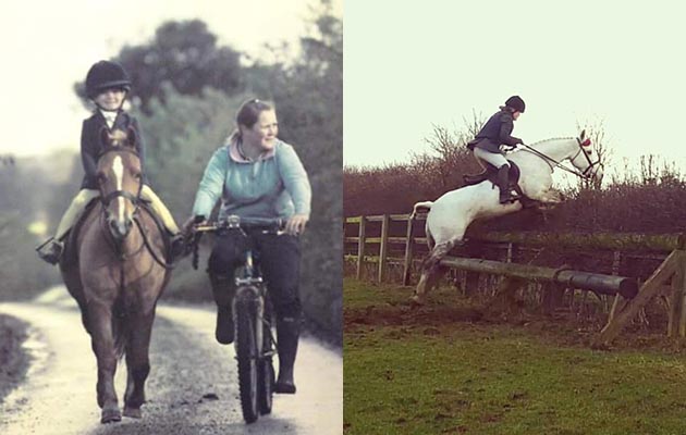 Jessica Dowson &mdash; &ldquo;The first photo shows Jessica being led by her mother Sarah, aged four. The other photo is taken 10 years later out with The Zetland on 14hh pony, Flicka&rdquo;