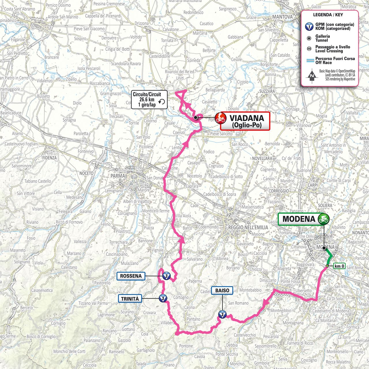Stage 12 map for the 2025 Giro d'Italia