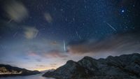 A time-lapse image of a meteor shower over China.